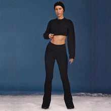 Load image into Gallery viewer, Autumn Winter Women Sexy Knitted Vest Short Top Loose Figure Flattering Straight Leg Pants Three Piece Sets