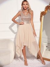 Load image into Gallery viewer, Sexy Retro Chiffon Stitching Green Sequ Dress Summer Women Clothing