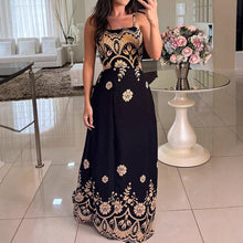 Load image into Gallery viewer, Women Elegant Graceful Spaghetti Strap Vintage Pattern Printing Dress