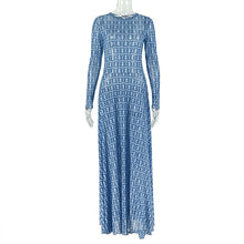 Load image into Gallery viewer, Summer Women Clothing Tight Waist Sheath Print Street A line Dress round Neck Long Sleeve Micro Transparent Dress