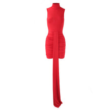 Load image into Gallery viewer, Women Clothing Trendy Turtleneck Sleeveless Slim Fit Pleated Ribbon Dress Source
