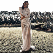 Load image into Gallery viewer, Spring Women Clothing Dress round Neck Long Sleeve Hollow Out Cutout Backless Lace Ladies Cocktail Wedding Dress