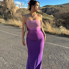Load image into Gallery viewer, Women Clothing Summer Slim Fit Sexy Tube Top Gradient Color Mid Length One Step Dress