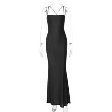 Load image into Gallery viewer, Women Clothing Summer Solid Color Tube Top Backless Stitching Hollow Out Cutout out Tied Slim Fit Slimming Dress Women