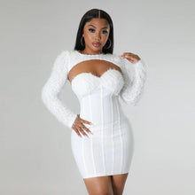 Load image into Gallery viewer, Christmas Autumn Winter Sexy Tube Top Cinched Waist Sheath Small Waistcoat Coat Two Piece Dress Women