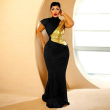 Load image into Gallery viewer, Women Clothing Color Contrast Bronzing Sexy Slim Dress