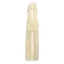 Load image into Gallery viewer, Summer Women Clothing Solid Color Sexy Mesh Stitching Deep V Plunge neck Halter Tied Dress
