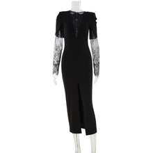 Load image into Gallery viewer, Autumn Winter Elegant V Shaped Lace Stitching Expensive Slim Fit Slit Dress Women