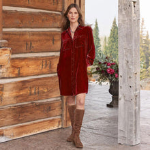 Load image into Gallery viewer, Autumn Winter Solid Color Shirt Dress Women Office All Matching Loose Casual Velvet Knee Length Long Sleeve Short Dress