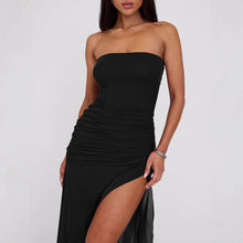 Load image into Gallery viewer, Women Clothing Summer Wind Sexy Tube Top Backless Slim Fitting Patchwork Mesh Irregular Asymmetric Dress