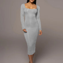 Load image into Gallery viewer, Winter Arrival Women's Sexy Sexy Slim Fleece Square Collar Long Sleeve Dress