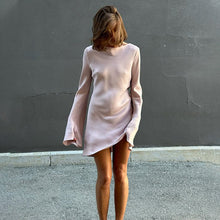 Load image into Gallery viewer, Fashionable Elegant Women Casual Loose round Neck Long Sleeve Satin Comfortable Dress Short