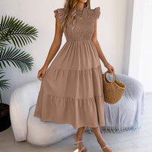 Load image into Gallery viewer, Women Clothing Spring Summer Solid Color Stringy Selvedge Flying Sleeves Smocking Waist-Slimming Maxi Dress