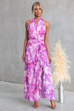 Load image into Gallery viewer, Printed Sexy V neck Backless Halter Fashionable Stringy Selvedge Dress