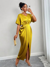Load image into Gallery viewer, Women Clothing Early Autumn Satin Dress Ball Gown Satin Waist Tight Maxi Dress