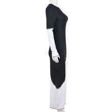 Load image into Gallery viewer, Women Clothing Spring Summer Contrast Color Slim Fit Single Side Long Sleeve Maxi Dress