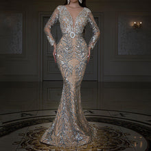 Load image into Gallery viewer, Women Clothing Dress Bronzing Long Sleeve Slim Sexy Fishtail Mopping Evening Dress