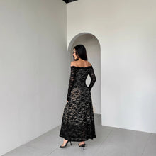 Load image into Gallery viewer, Autumn Winter Long Sleeve Lace off Neck Slim Slimming Maxi Dress Women