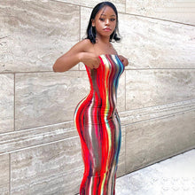 Load image into Gallery viewer, Women Clothing Spring Summer Colorful Tie Dye off Shoulder Tube Top Dress