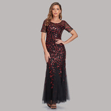 Load image into Gallery viewer, Summer Autumn Banquet Host Slim Mesh Sequ Evening Dress Fishtail Dress for Women