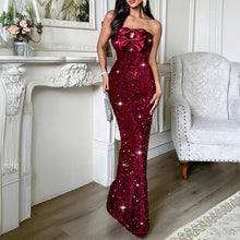 Load image into Gallery viewer, Women Elegant Evening Dress Tube Top Sexy Maxi Dress