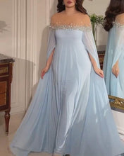 Load image into Gallery viewer, Spring Summer Middle East Sexy High Waist Rhinestone Pearl Chiffon Cocktail Evening Dress