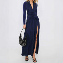 Load image into Gallery viewer, Women Clothing Autumn Winter Elegant Deep V Plunge Long Sleeve Dress
