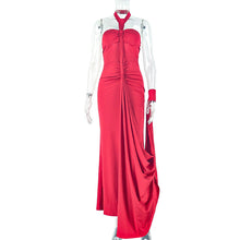 Load image into Gallery viewer, Solid Color Elegant Women Backless Lace up Tube Top Hip Pleated off Neck Dress Cocktail Dress