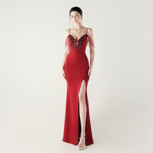Load image into Gallery viewer, Bead Tube Applique Handmade Beaded Boning Corset Waist Trimming Lace up Satin Evening Dress Cocktail Social Slimming Slim Fit