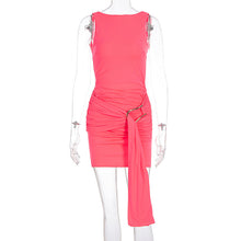 Load image into Gallery viewer, Arrival Women Solid Color Sexy Slim High Waist Backless Metal Decoration Sleeveless Dress