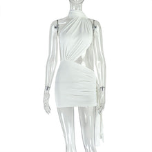 Load image into Gallery viewer, Street Women Wear Stitched Backless Solid Color Hip Lace up Pleated Asymmetric Dress
