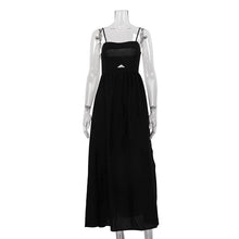 Load image into Gallery viewer, Black Breathable Sling High Waist French Dress Spring Autumn Holiday Long Dress Women