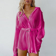 Load image into Gallery viewer, Spring Summer Popular Fashionable Pleated Long Sleeved Shirt Belt Dress