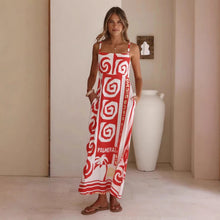 Load image into Gallery viewer, Summer Geometric Abstract Print Vacation Large Swing Cami Dress Women Dress