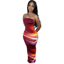 Load image into Gallery viewer, Women Clothing Summer Sexy Off The Shoulder Tube Top Positioning Floral Print Slit Dress