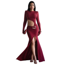 Load image into Gallery viewer, Women Clothing Fall Sexy Cropped Round Neck Long Sleeved Dress