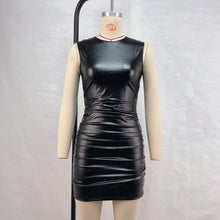 Load image into Gallery viewer, Women Faux Leather Sexy Slim Hip Dress Nightclub