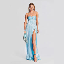 Load image into Gallery viewer, Summer Chest Wrapped Dress Stylish Texture Sexy Slit Women Evening Dresses