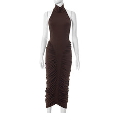 Load image into Gallery viewer, Women Clothing Summer Halter High Collar Pleated Hip Dress Women