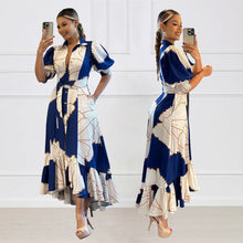 Load image into Gallery viewer, Irregular Asymmetric High Waist Elegant Shirt Cardigan Printed Dress Dress