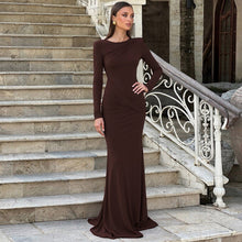 Load image into Gallery viewer, Women Clothing Autumn Sexy Backless Elegant Slim Fit Long Sleeve Sheath Dress Women