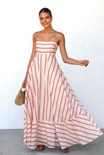 Load image into Gallery viewer, Summer Cami Dress Striped Print High Waist Big Swing Vacation Women Dress