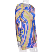 Load image into Gallery viewer, Sexy Cutout off the Shoulder Dress Contrast Color round Neck One Step for Women