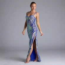 Load image into Gallery viewer, High End Sequined Pattern Sexy Sling Dress Cocktail Evening Dress Performance Dress