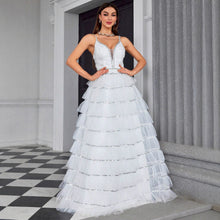 Load image into Gallery viewer, Suspender V neck Evening Dress Tube Top Dress Layered Women Dress