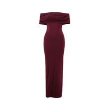 Load image into Gallery viewer, Women Clothing Summer Sexy off Shoulder Backless Bag Hip Pleated Solid Color Dress