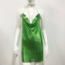 Load image into Gallery viewer, Metallic Coated Fabric Women Clothing Metal Sequ Dress Sexy Sweet Spicy Dress Rhinestone Cami Dress Women