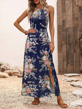 Load image into Gallery viewer, Women Clothing Japanese Summer High Waist Print Dress Vacation Split Halter Maxi Dress