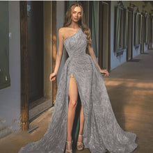 Load image into Gallery viewer, Spring Summer Women Clothing off-Shoulder Split Maxi Dress Toast Dress Sequin Sling Evening Dress