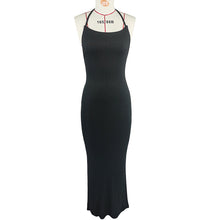 Load image into Gallery viewer, Women Clothing Sunken Stripe Slim Fit Suspender Dress Sexy Big Backless Tied Dress